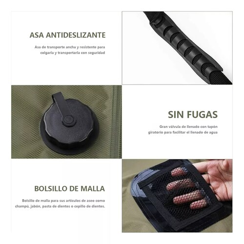 Bolsa De Ducha Portátil Para Con Pantalla De Temperatura 20l Verde