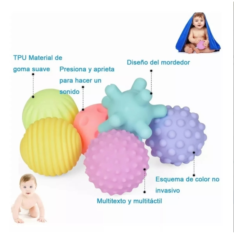 Set 6 Pelotas Sensoriales Did cticas Para Beb Con Texturas