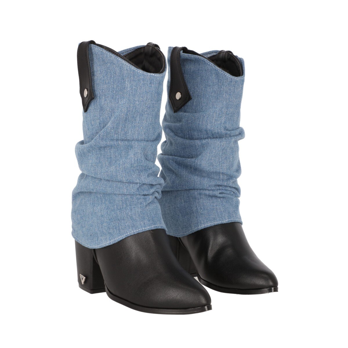 Platonia Bota Vaquera Cowboy Denim Negro Ivanna Mezclilla