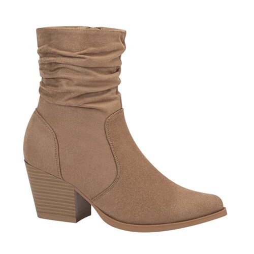 Bota texana color taupé Tierra Bendita de ante con arruga en tubo, mod. 1085405