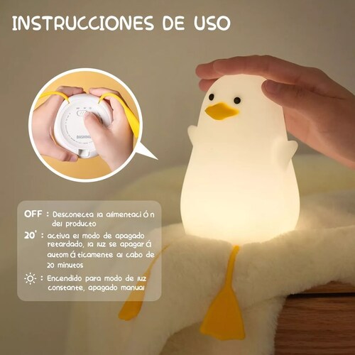 Lámpara De Pato Recargable Luz Nocturna Infantil 1200 Mah