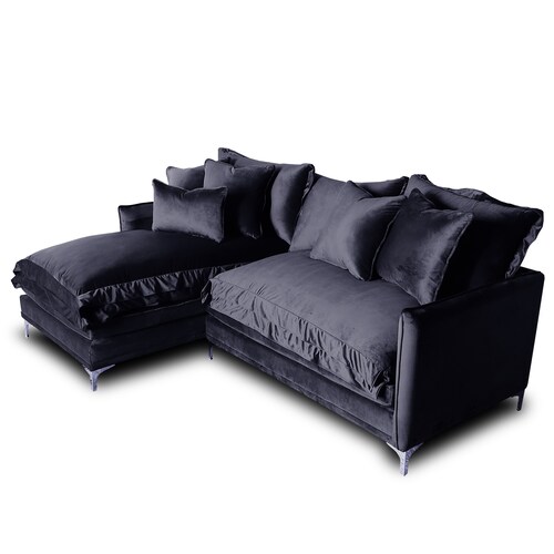 Sala Nube / Love con Chaise Izquierdo Tela: Tipo terciopelo Negro MADERIAN // ENTREGA EN CDMX Y ZONA METROPOLITANA