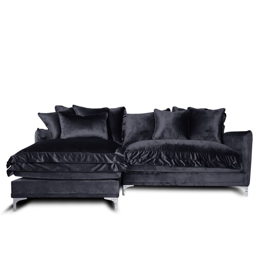 Sala Nube / Love con Chaise Izquierdo Tela: Tipo terciopelo Negro MADERIAN // ENTREGA EN CDMX Y ZONA METROPOLITANA