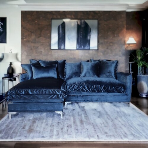 Sala Nube / Love con Chaise Izquierdo Tela: Tipo terciopelo Negro MADERIAN // ENTREGA EN CDMX Y ZONA METROPOLITANA