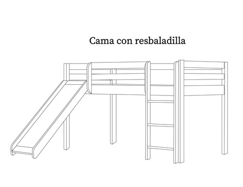 Cama con Resbaladilla Infantil Gris.