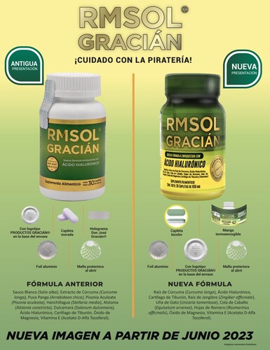 5 Frascos RMSOL Jose Gracian de 30 caps de 850mg c/u