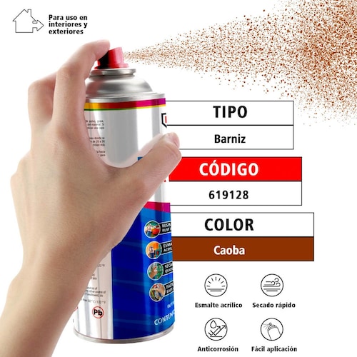 Pintura En Aerosol, Iusa, Tipo Barniz, Color Caoba 