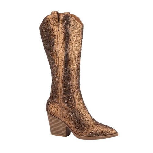 Botas vaqueras con pedrería marca Tierra Bendita Deluxe, con acabado metálico, 1085422