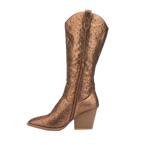 Botas vaqueras con pedrería marca Tierra Bendita Deluxe, con acabado metálico, 1085422