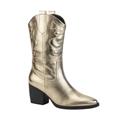 Botas vaqueras color oro Tierra Bendita, con tubo bordado, 1085452