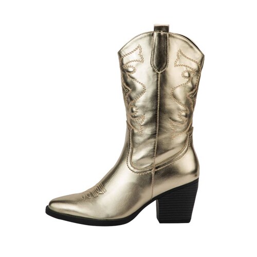 Botas vaqueras color oro Tierra Bendita, con tubo bordado, 1085452