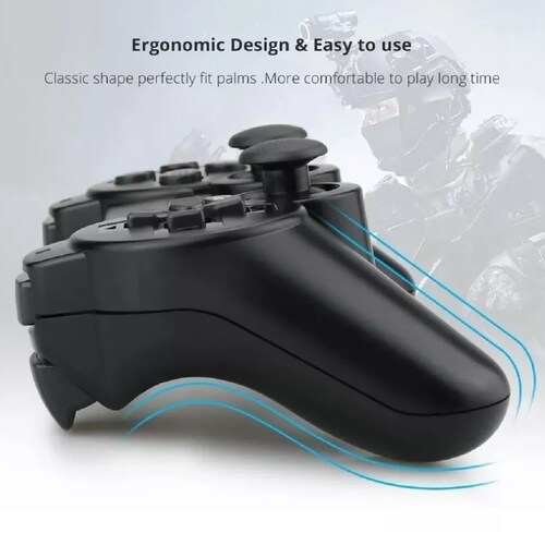 Control Inalámbrico Compatible Con Ps3 + Cable De Carga Negro