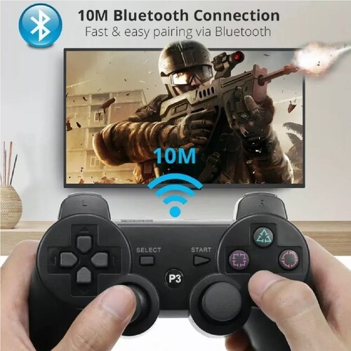 Control Inalámbrico Compatible Con Ps3 + Cable De Carga Negro