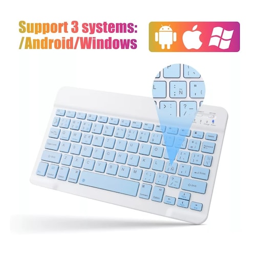 Teclado Inalámbrico Bluetooth Para iPad Android Pc Azul