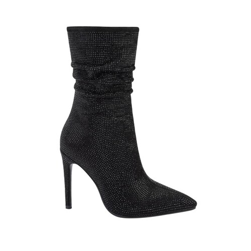 Bota de vestir de ante con pedrería con arruga en tubo marca Thalia Sodi, mod. 1085487