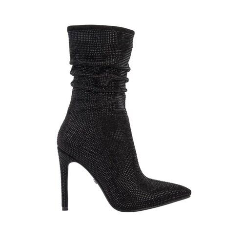 Bota de vestir de ante con pedrería con arruga en tubo marca Thalia Sodi, mod. 1085487