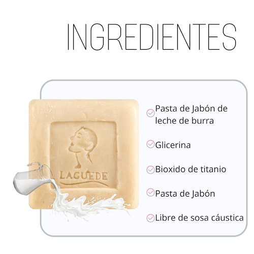 Jabón Natural Aclarante de Leche de Burra 90g 4 Piezas