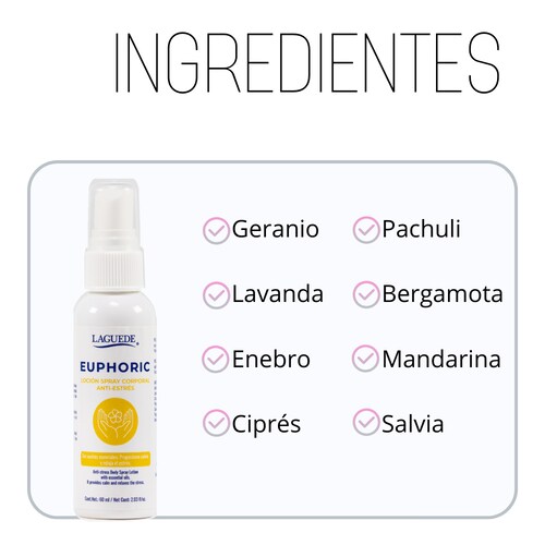 Aromaterapia Natural en Spray Corporal Anti-Estrés Laguede.