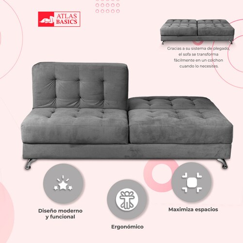 Sofa cama reclinable Modelo iris color Gris para dos personas incluye cojines
