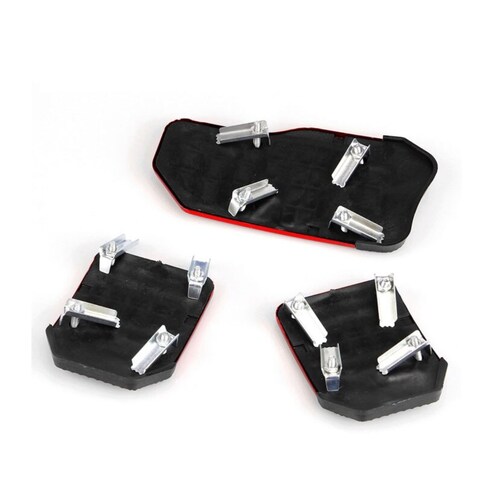 Pedal de auto aluminio universal antideslizante 3 piezas rojo metálico deportivo tornillos deporte.