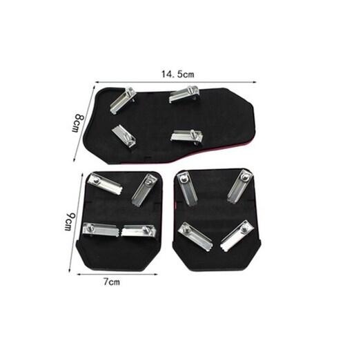 Pedal de auto aluminio universal antideslizante 3 piezas rojo metálico deportivo tornillos deporte.