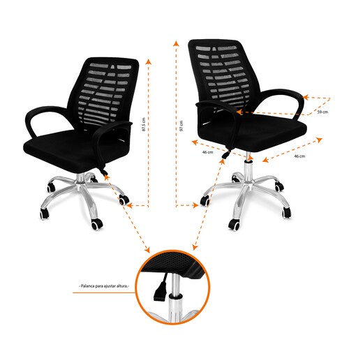 Silla giratoria para Oficina en Color Negro .