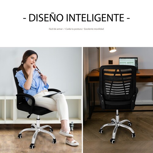 Silla giratoria para Oficina en Color Negro .