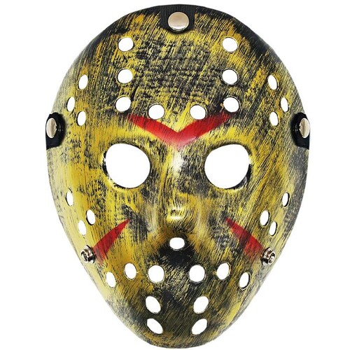 Jason Voorhees Máscara MXJGD-001-5 1 pza, 25x18x5 cm Plástico PVC Dorado Máscara Jason Voorhees, JasonGold