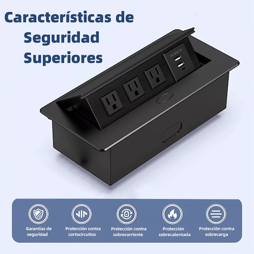 Enchufe Escritorio Embebido Placa De Contactos Y Usb Negro