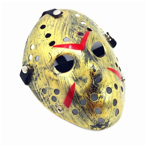 Careta Para Actuación Jason MXJGD-005-5 5 pzas, 25x18x5 cm Plástico PVC Dorado Máscara Jason Voorhees, JasonGold
