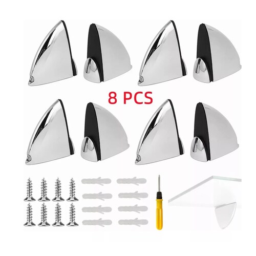 Juego 8 Clip Pelicanos Pinzas Para Repisas Vidrio+ Destornillador