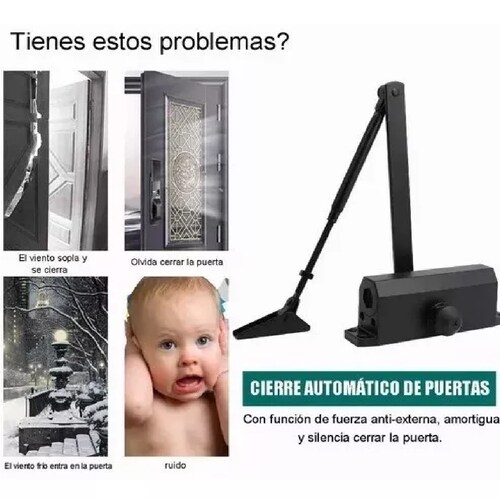Cierrapuertas Hidráulico Capacidad De Carga Máxima 85kg Negro