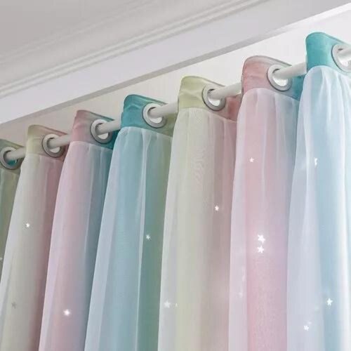 Cortinas de niña black out de estrellas (2 paneles).
