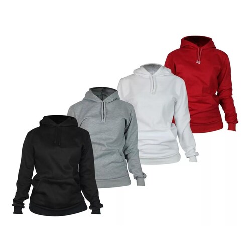 Paquete De 4 Sudaderas Hoodie Capucha Mujer Colores Basicos