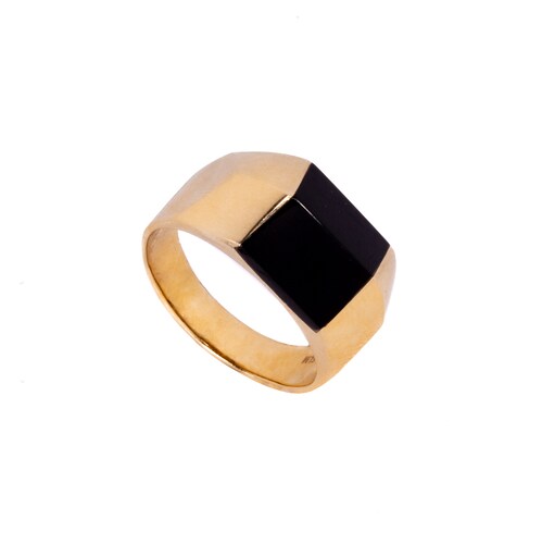 Anillo Piedra Negra Oro 14 Kilates.