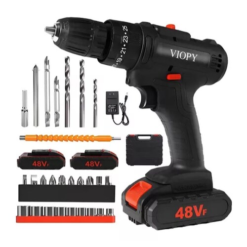 Taladro Inalambrico Con 2 Batería De Litio 2x48v