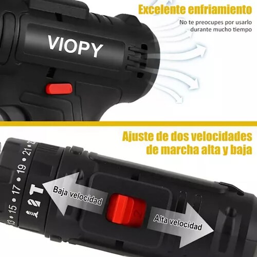 Taladro Inalambrico Con 2 Batería De Litio 2x48v