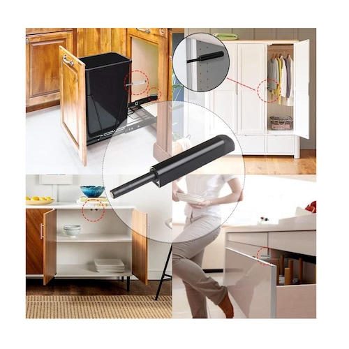 Set Herrajes De Cajones Push Open Para Puerta Gabinete,10 Piezas Negro