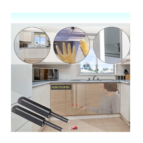Set Herrajes De Cajones Push Open Para Puerta Gabinete,10 Piezas Negro