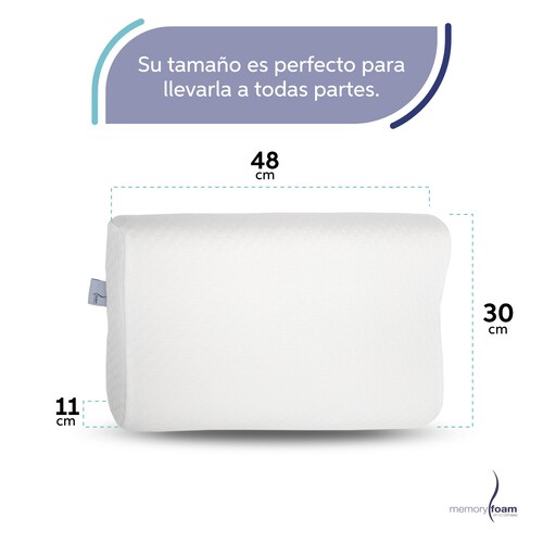 MEMORY FOAM Almohada Súper Suave de Memory Foam  Ergonómica Individual Color Blanco 48 x 30 11 cm .