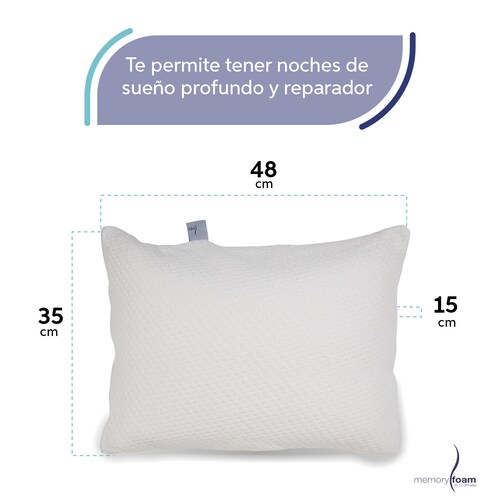 MEMORY FOAM Two Pack Almohadas Makura Individuales Paquete de Dos Almohadas - Color Blanco Medidas 48 X 35 X 15 cm 