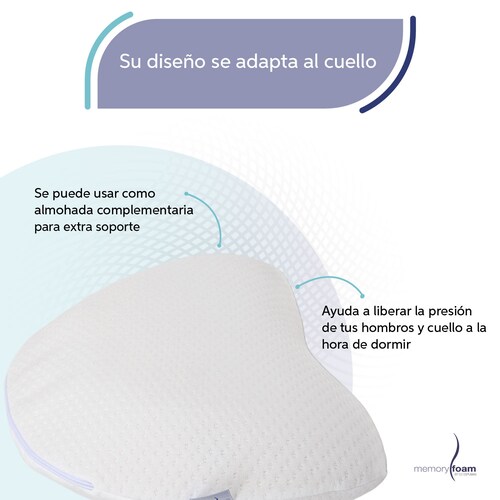 MEMORY FOAM | Two Pack Almohada Luna de Memory Foam Almohadas Luna de Memory Foam  Para Dormir de Lado o Boca Arriba Firmeza Media  Individuales  Color Blanco Medidas 58 x 40 x 10 cm .