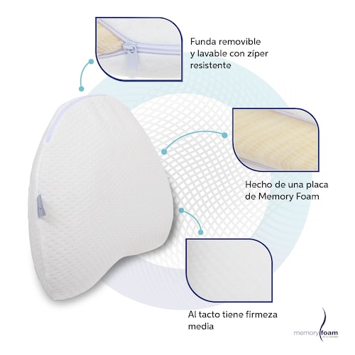 MEMORY FOAM | Two Pack Almohada Luna de Memory Foam Almohadas Luna de Memory Foam  Para Dormir de Lado o Boca Arriba Firmeza Media  Individuales  Color Blanco Medidas 58 x 40 x 10 cm .