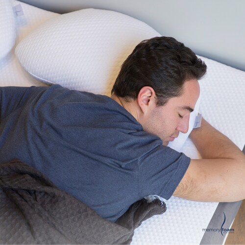 MEMORY FOAM Almohada Luna Almohada Luna de Memory Foam Para Dormir de Lado o Boca Arriba Individual Color Blanco 58 x 40 x 10 cm.