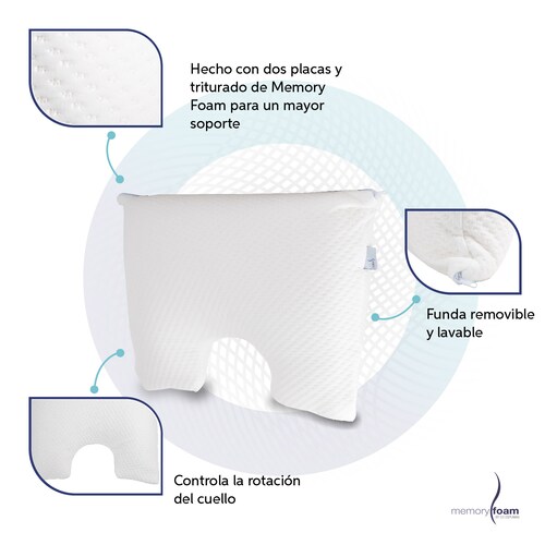MEMORY FOAM Almohada Constelación de Memory Foam  Firmeza Media  Individual Color Blanco 62 x 46 x 15 cm 