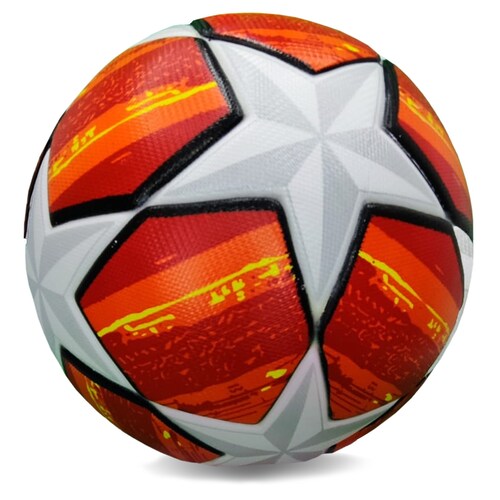 Balón Fútbol Soccer #5 Profesional de Estrellas Híbrido Champions Naranja.