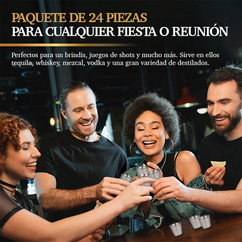 Caballitos Tequileros de Acero Inoxidable 24 Piezas 50 ml