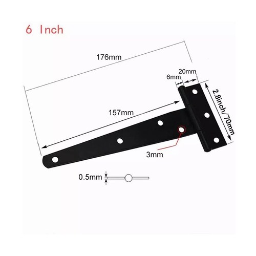 Kit Bisagra Tipo T Caja 6 Pzas Bisagra 176*70 Mm Con Tornillos