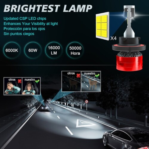 Kit De Faros Delanteros Led H4 Luz Alta Y Baja 70w
