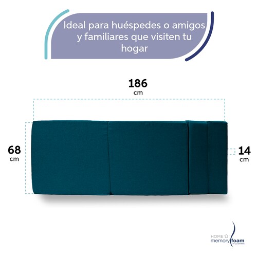 MEMORY FOAM HOME Sofá Cama Individual Cozy Plegable Sofá o Cama Tamaño Individual Color Petroleo Medidas186 x 68 x 14 cm.